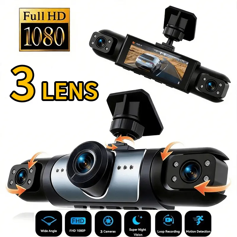 360 °   Панорамный трехканальн – обзор и цена Panoramic Dash Cam 360